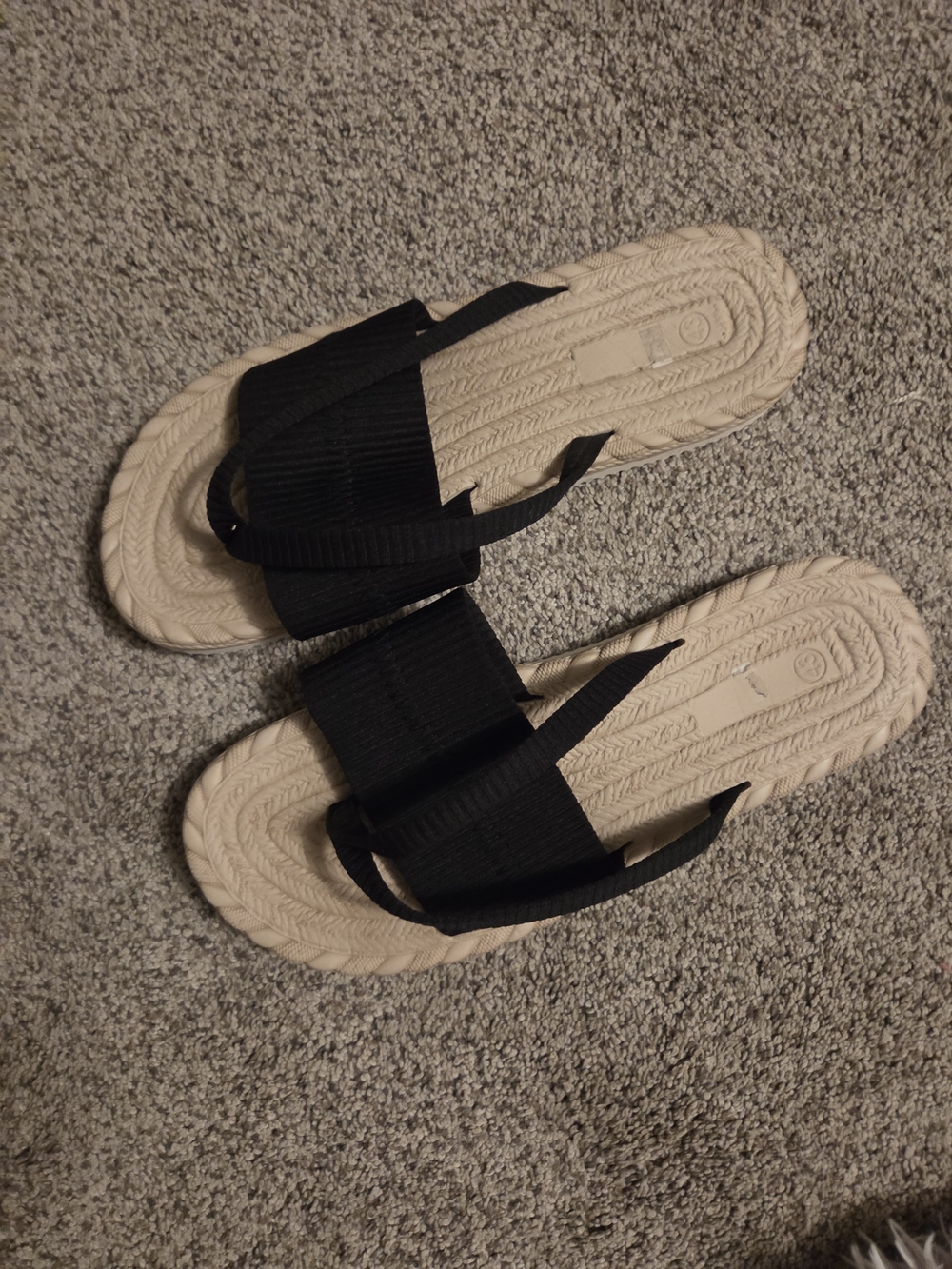 Black Strappy Espadrille Slide Sandals - Women